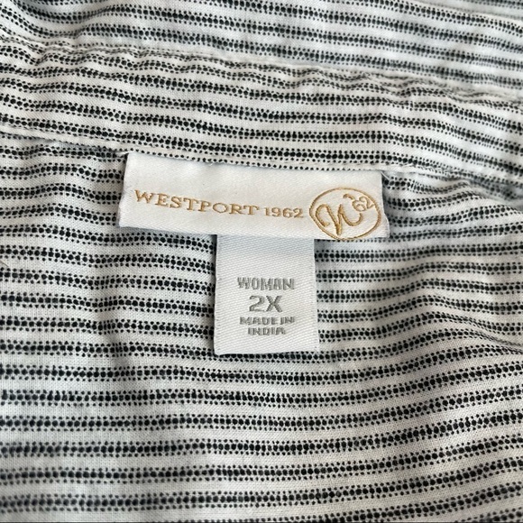 Westport Striped Embroidered Cotton Button Down Blouse Size 2X - Picture 3 of 4